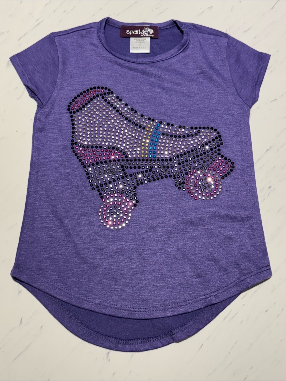 Sparkle by Stoopher Girls Tee Purple Roller Skate Stones 4T LIKE NEW